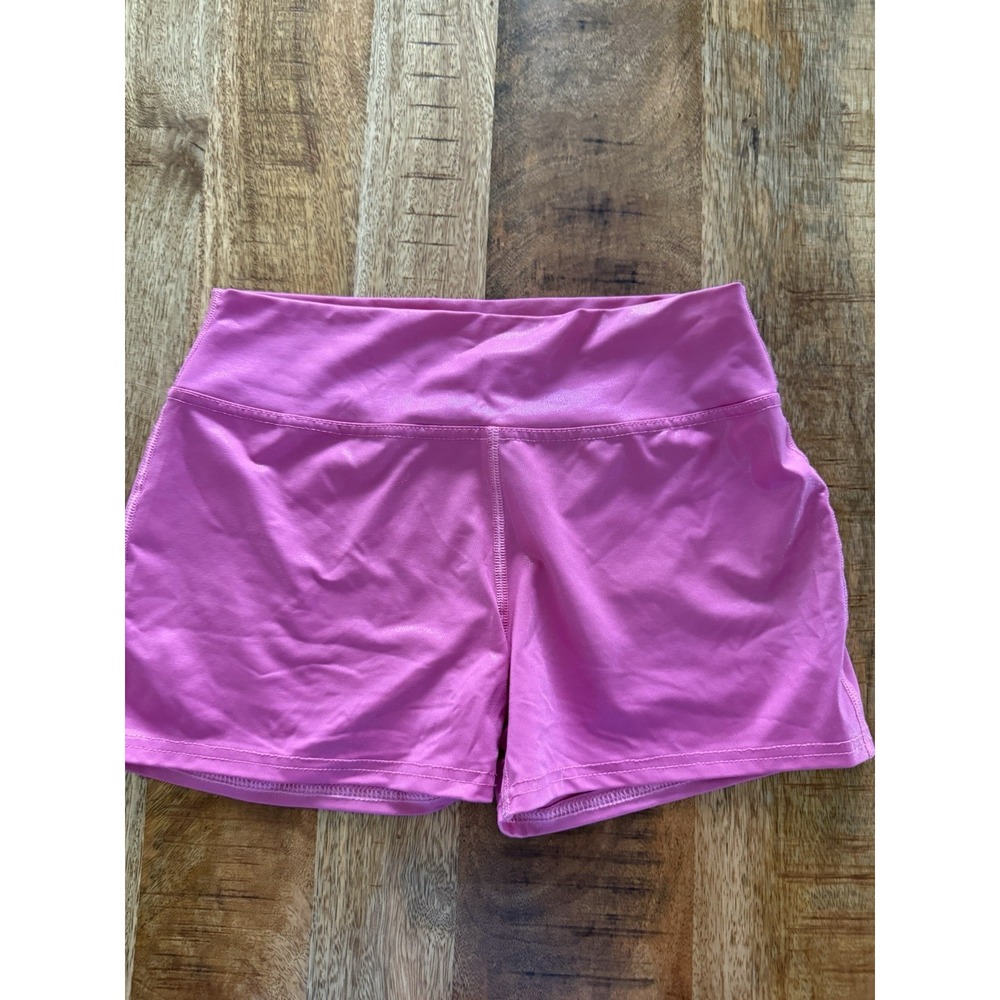 Girls Pink Athletic Shorts Size 160 Youth XL Stretch Dance Gymnastics Cheer Yoga